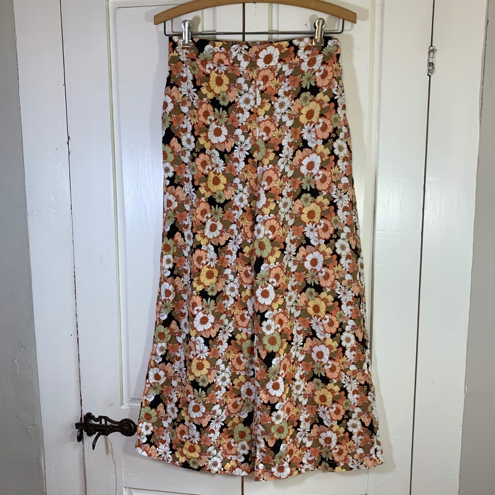 Haver + Blair Floral Wide Leg Pants High Waist Retro Boho Small S Coastal Beachy